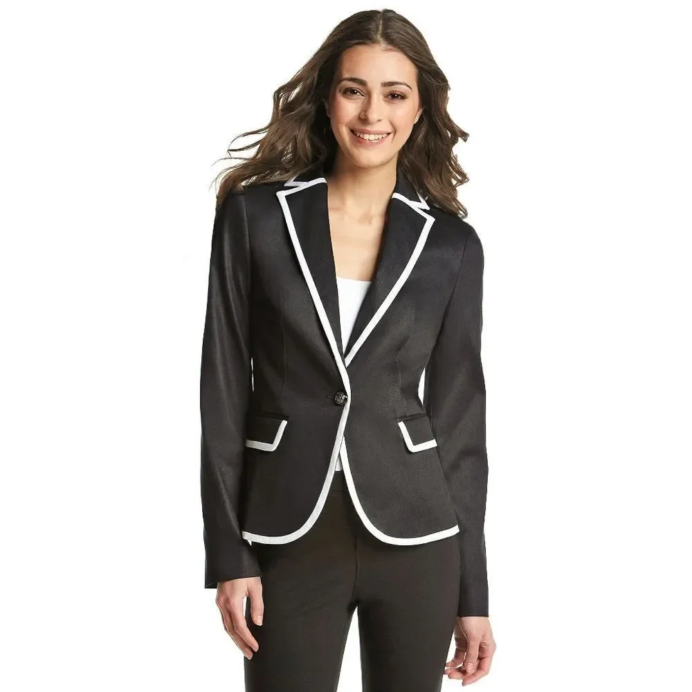 New! JONES NEW YORK Petite Women's Blazer Jacket 1-Button Refined Denim Size 10P